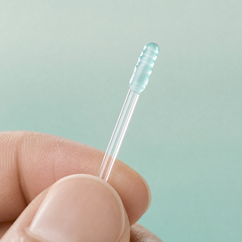 Rotating the adhesive tip once so it makes contact