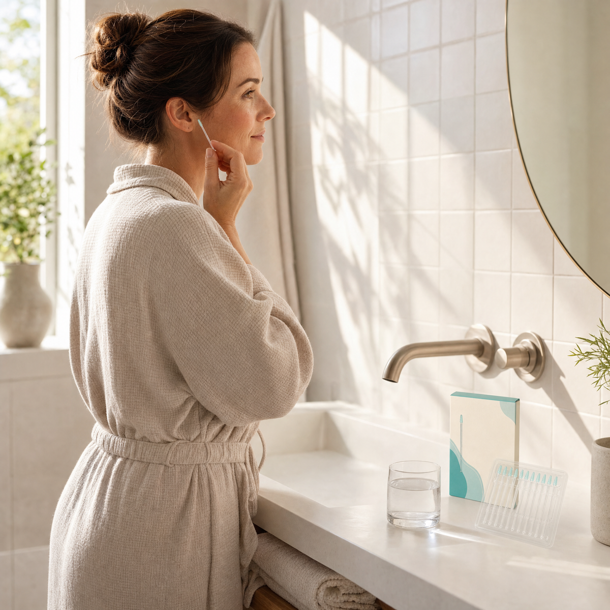 An ordinary morning at the bathroom mirror